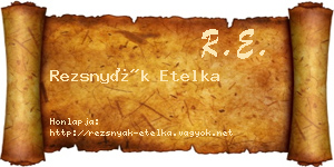 Rezsnyák Etelka névjegykártya