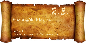 Rezsnyák Etelka névjegykártya